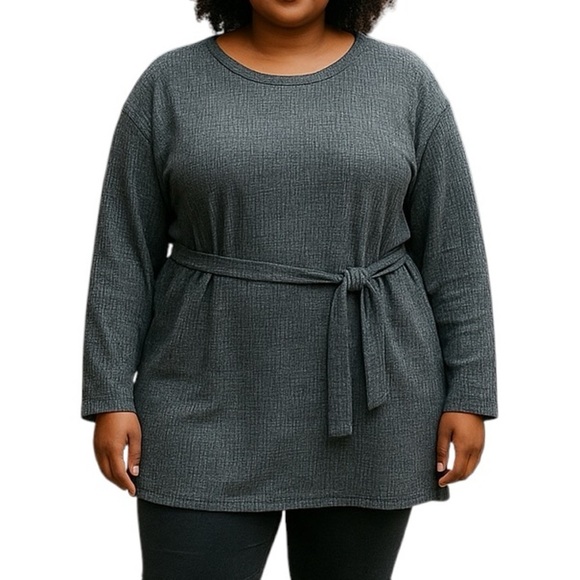 💎 Lily Morgan Knit Sweater with Belt Grey - Picture 1 of 13